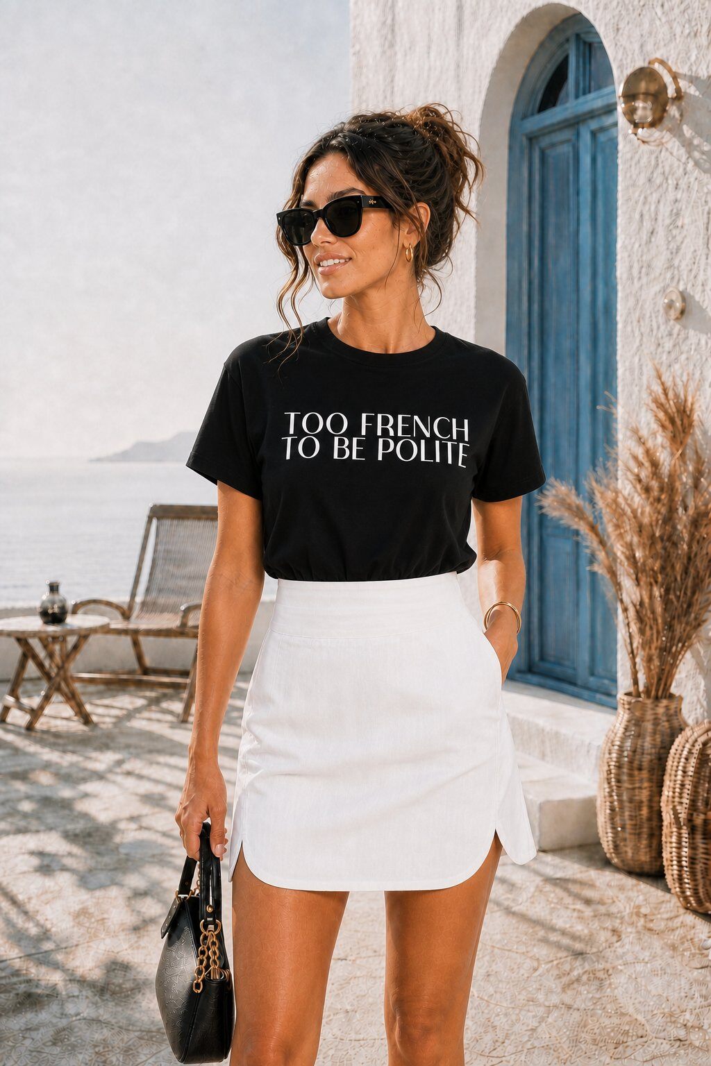 Grossiste Jessy Line - T-shirt imprimé Too French to Be Polite