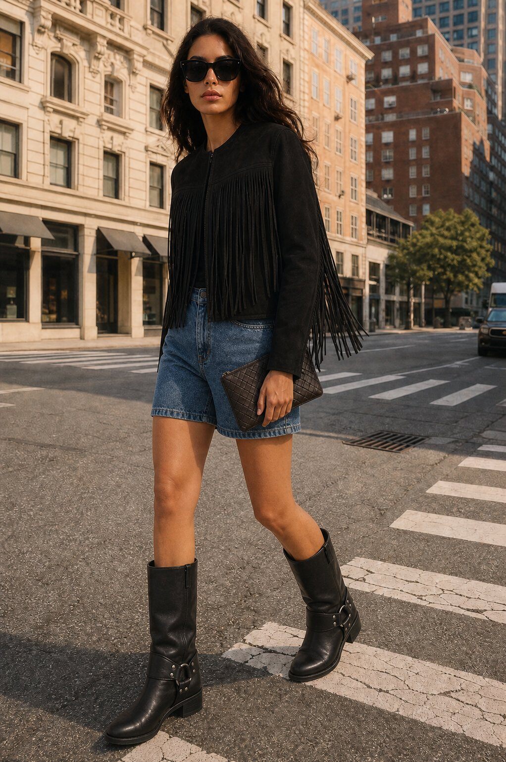 Grossiste Jessy Line - Veste Suédine à Franges
