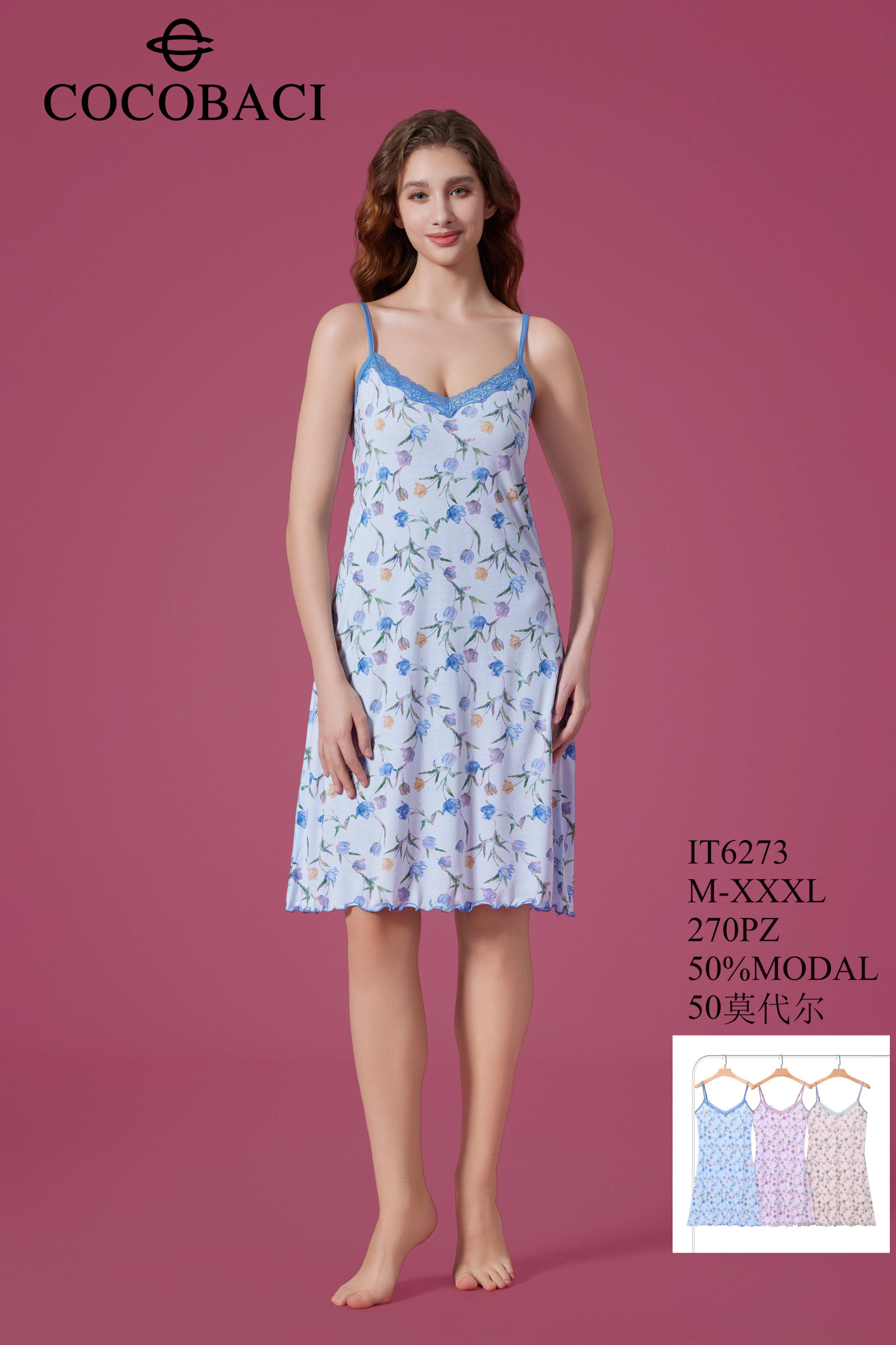 Grossiste JESSYLIA - chemise de nuit coton