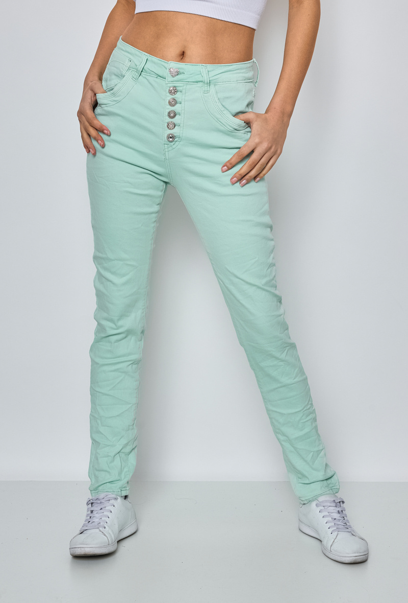 Grossiste Jewelly - JEAN BAGGY VERT D EAU 6 BOUTON
