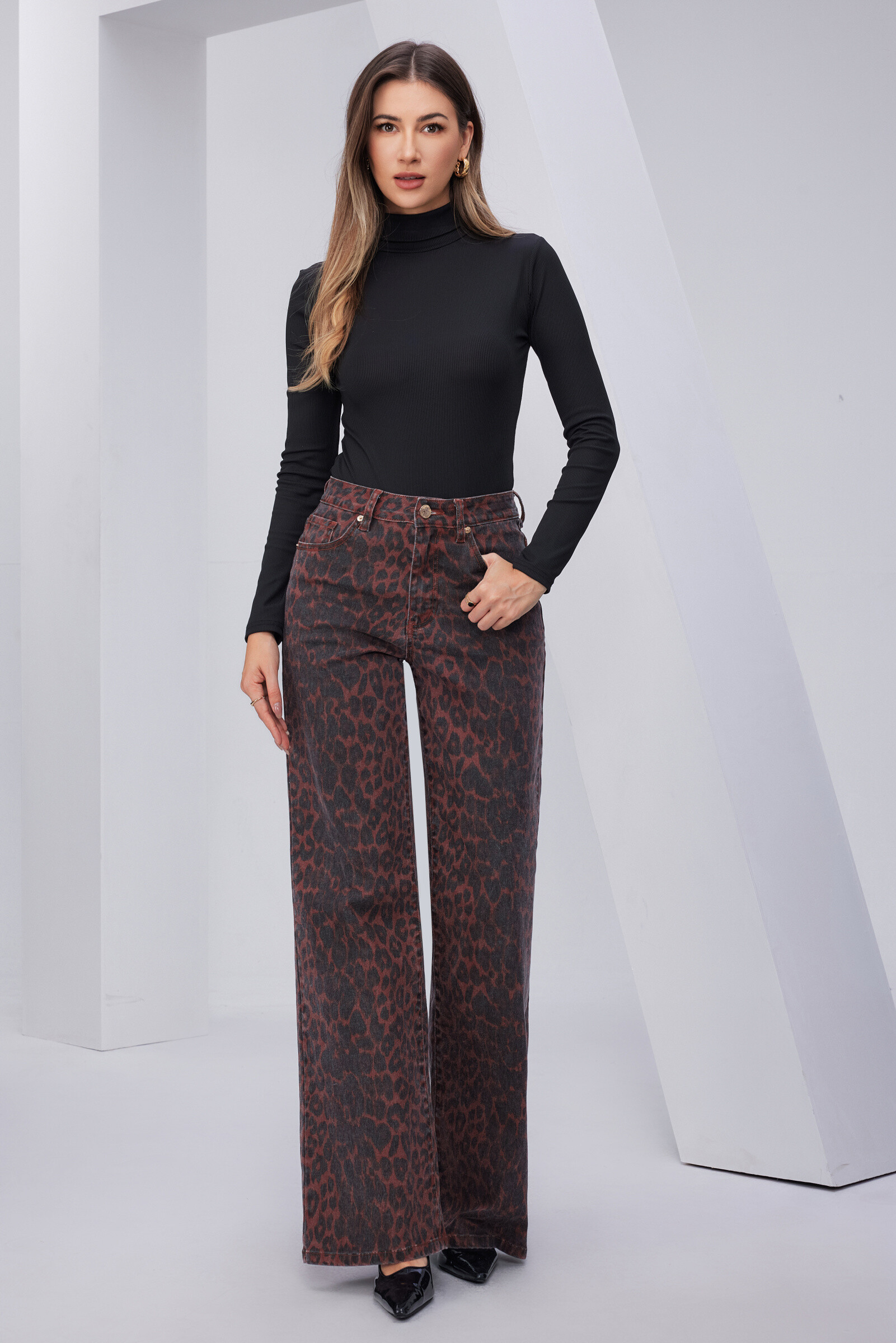 Wholesaler Jewelly - LEOPARD TROUSERS WIDE LEG