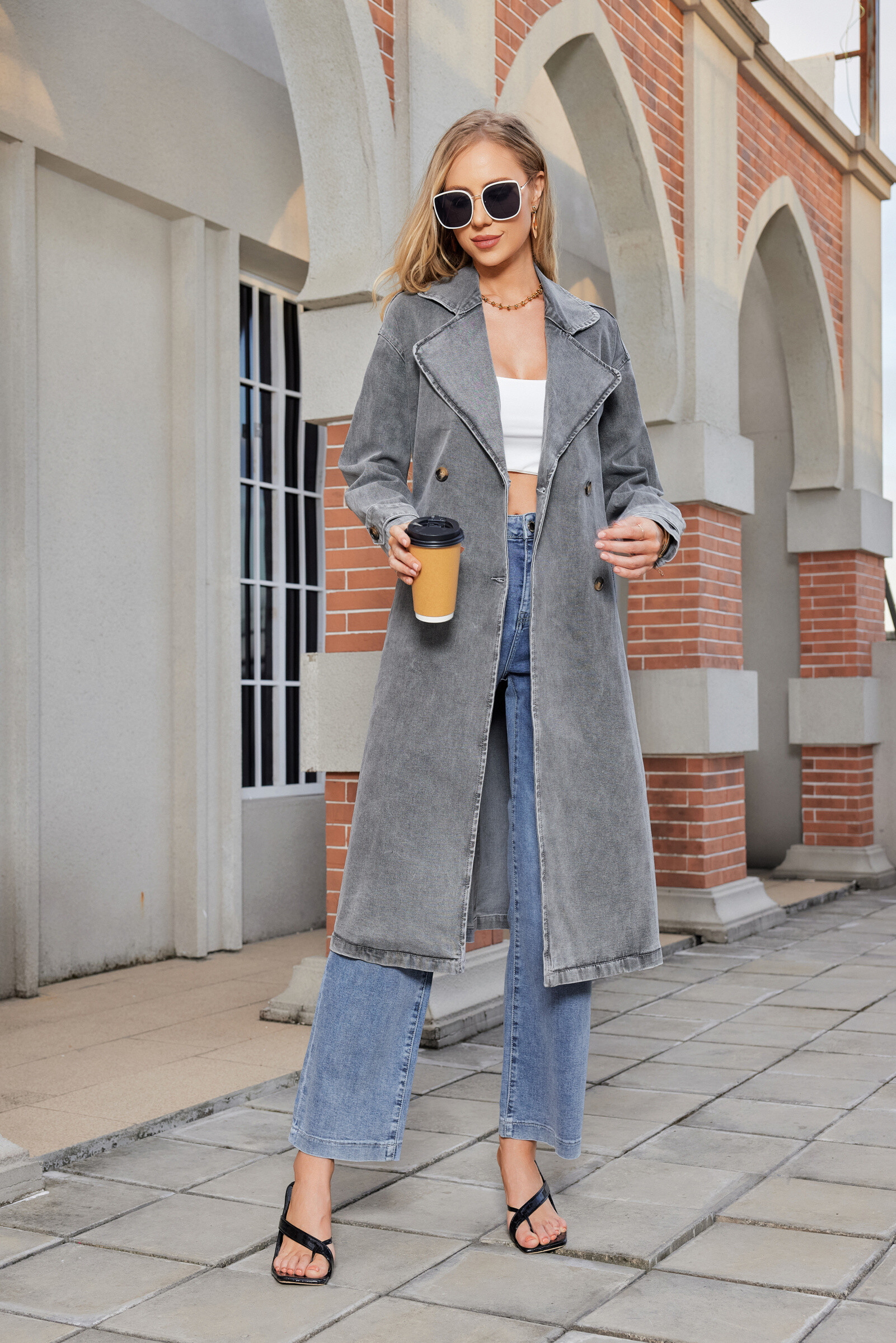 Wholesaler Jewelly - grey trench oversize