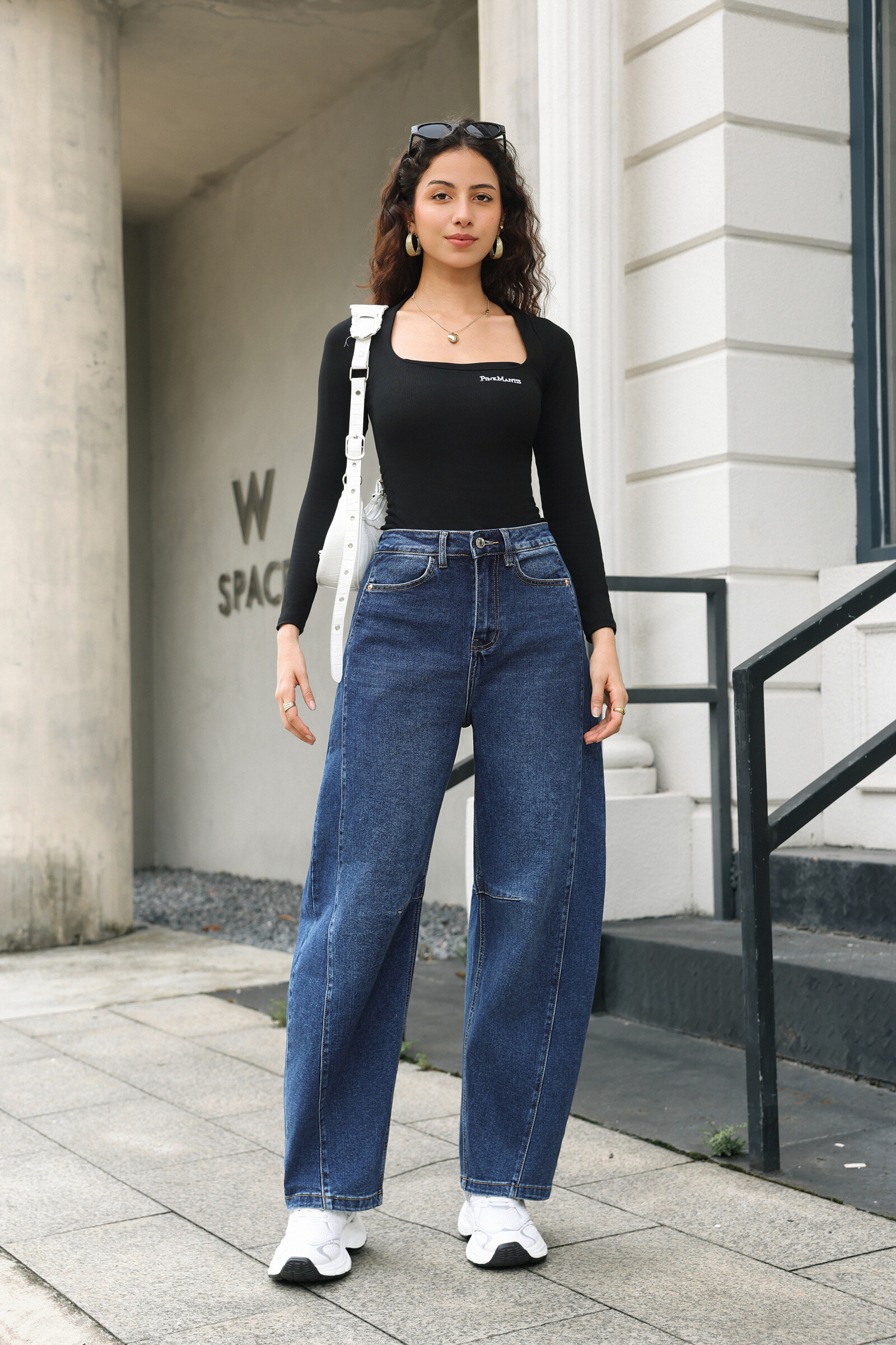 JEANS BALLON BLEU FEMME