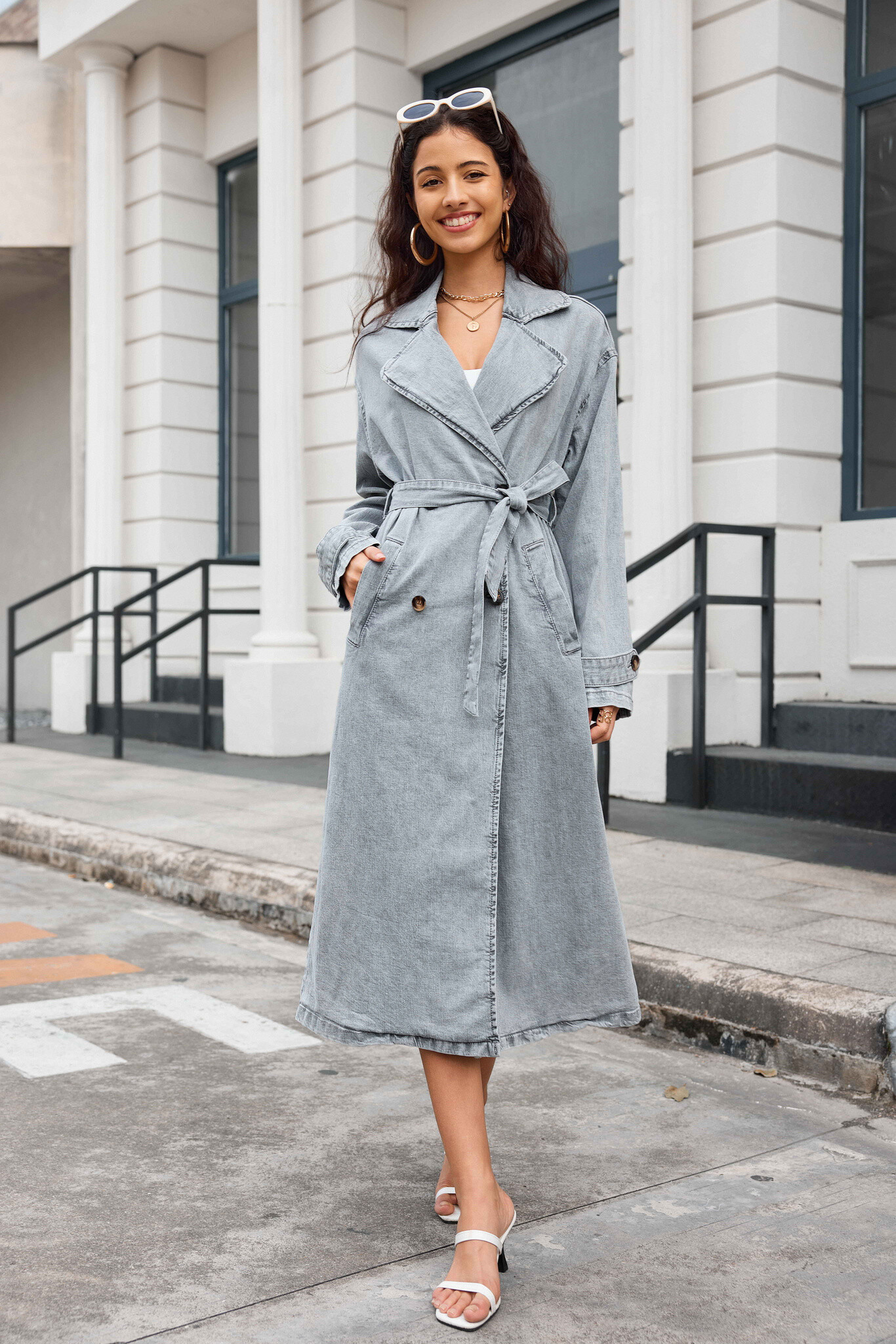 Wholesaler Jewelly - grey trench oversize