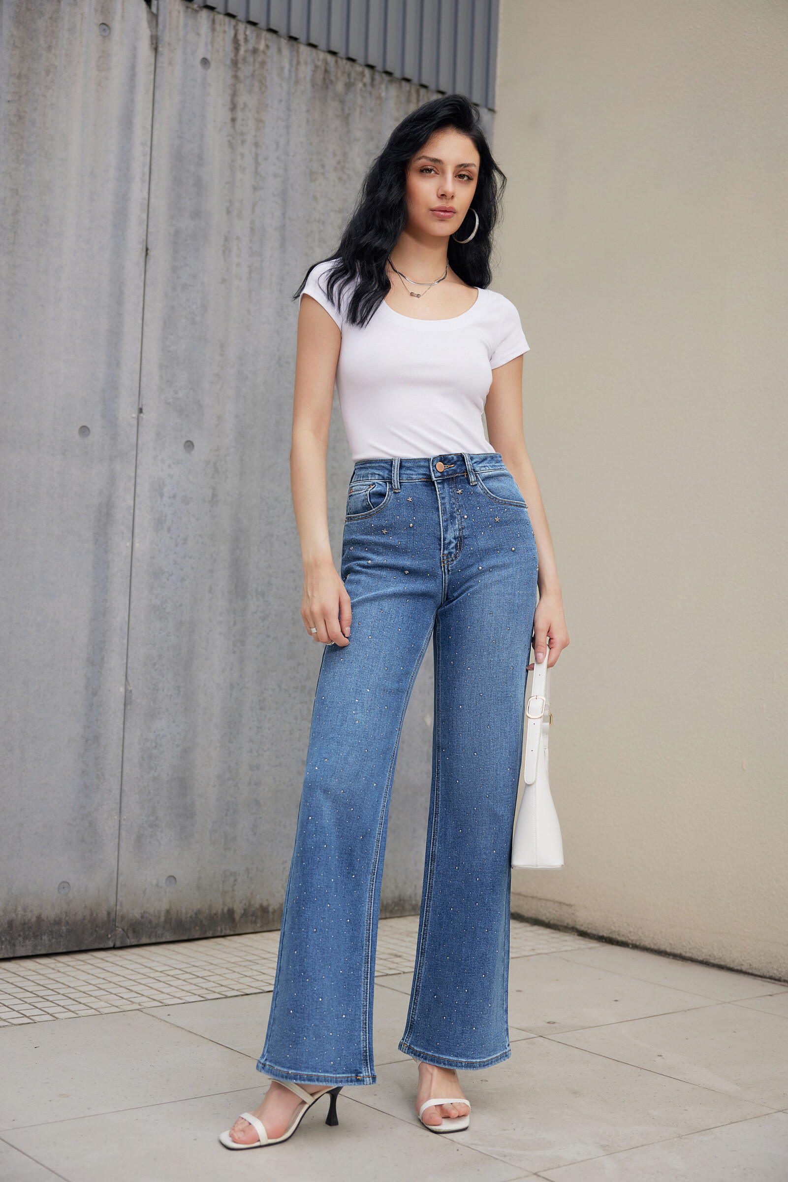 Jean Evase with rhinestones in front