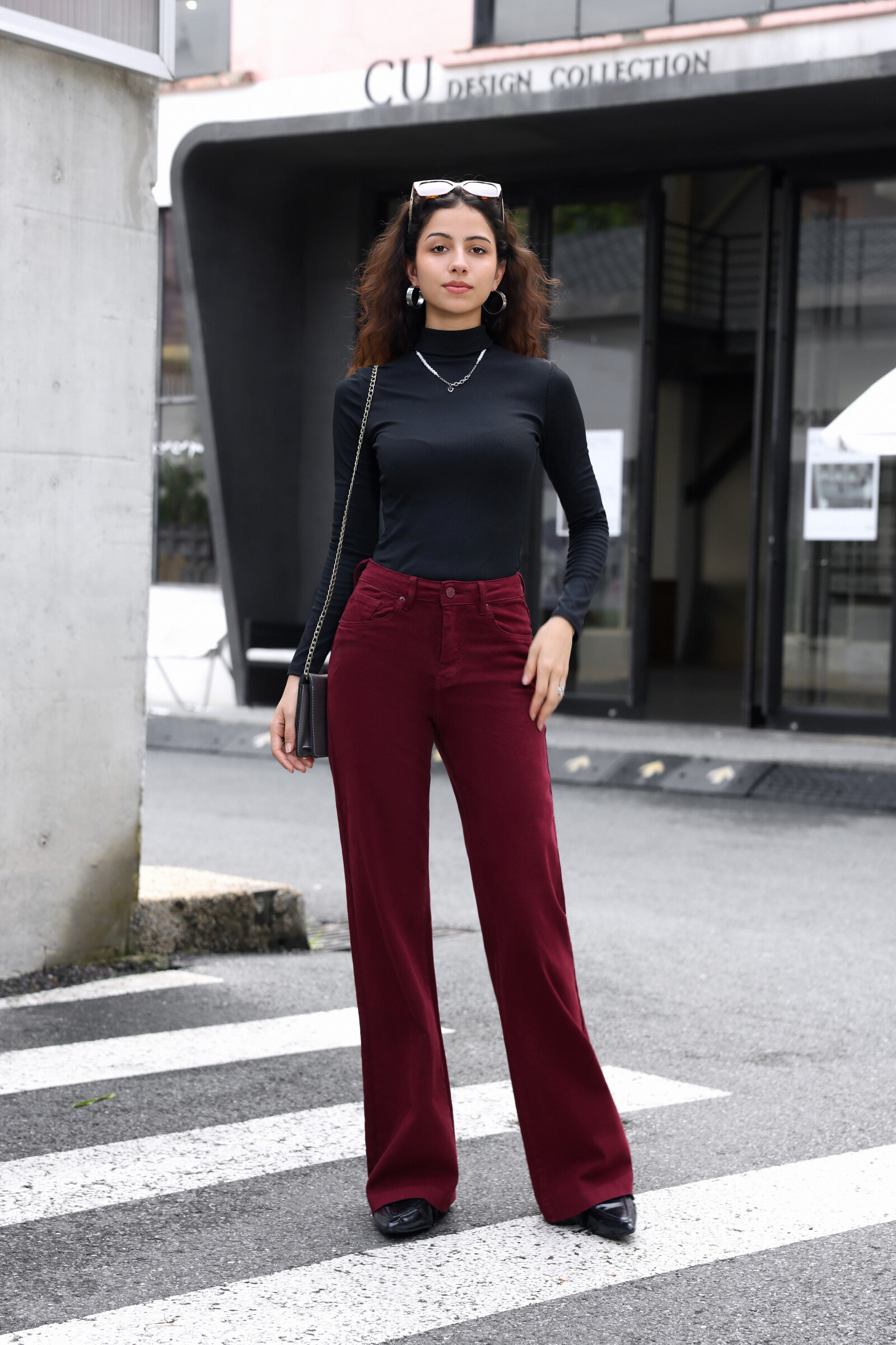 jean évasé bordeaux