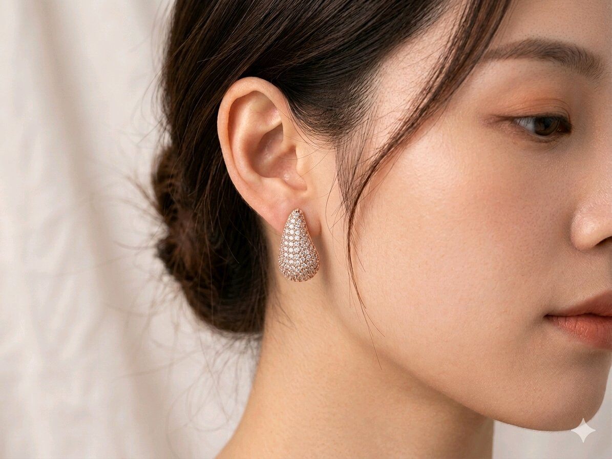 Wholesaler JINLONG BIJOUX - Orecchini a goccia with zirconia and oar