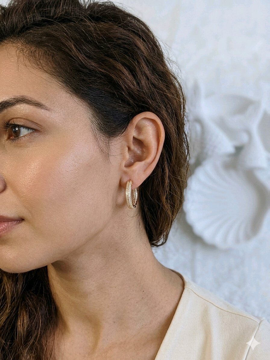Mayorista JINLONG BIJOUX - Orecchini cerchio con resma de circonitas