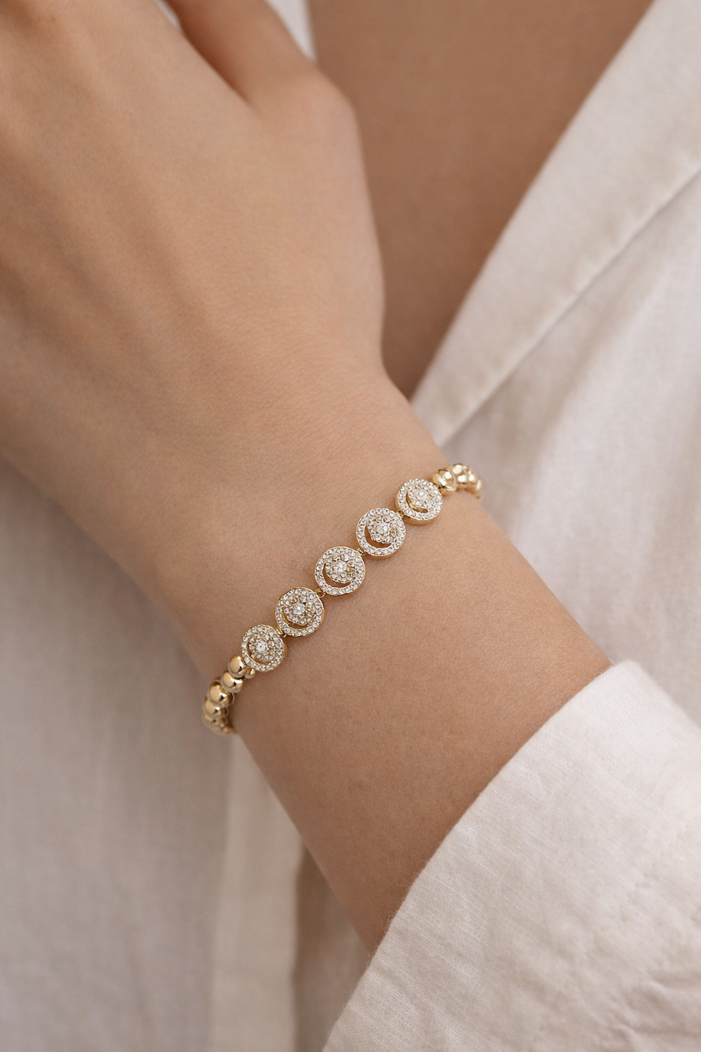Wholesaler JINLONG BIJOUX - Bracciale con zirconia e rame platato rodiato