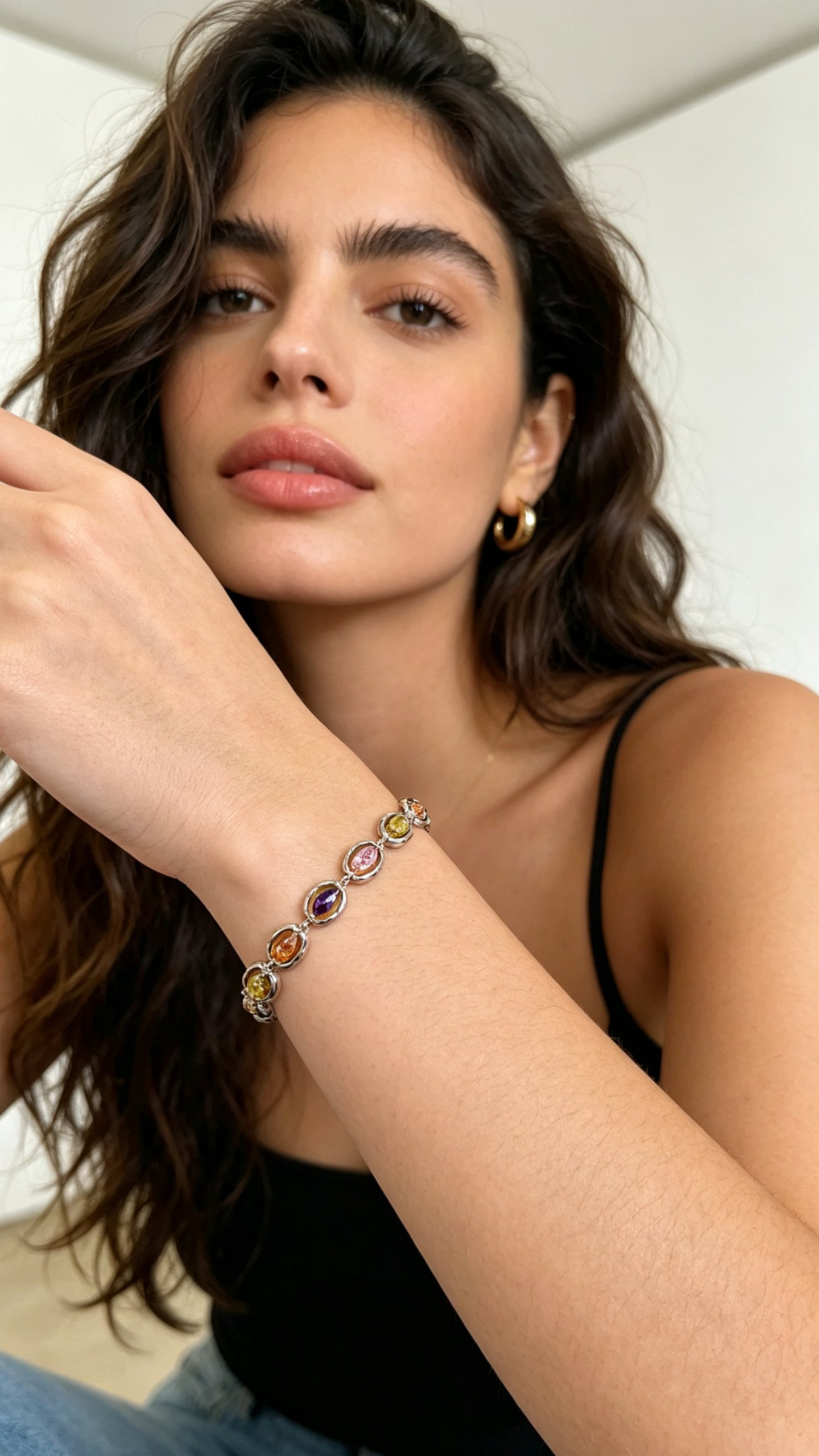 Wholesaler JINLONG BIJOUX - Bracciale con zirconia e rame platato rodiato
