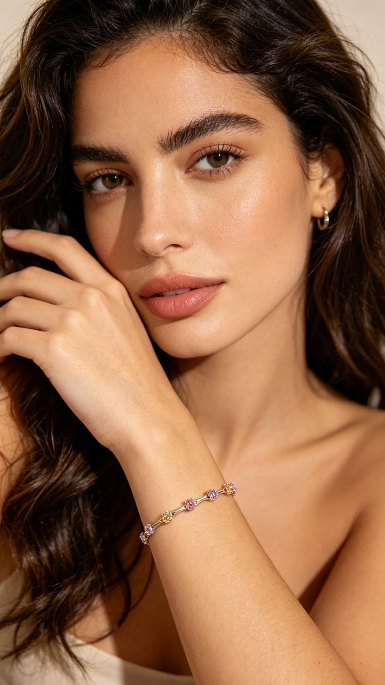 Wholesaler JINLONG BIJOUX - Bracciale con zirconia e rame platato rodiato