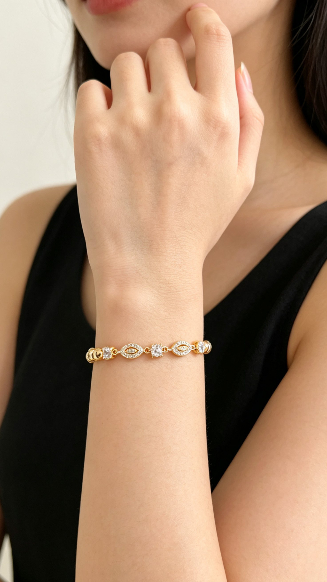 Wholesaler JINLONG BIJOUX - Bracelet with zirconia and rodiato oar