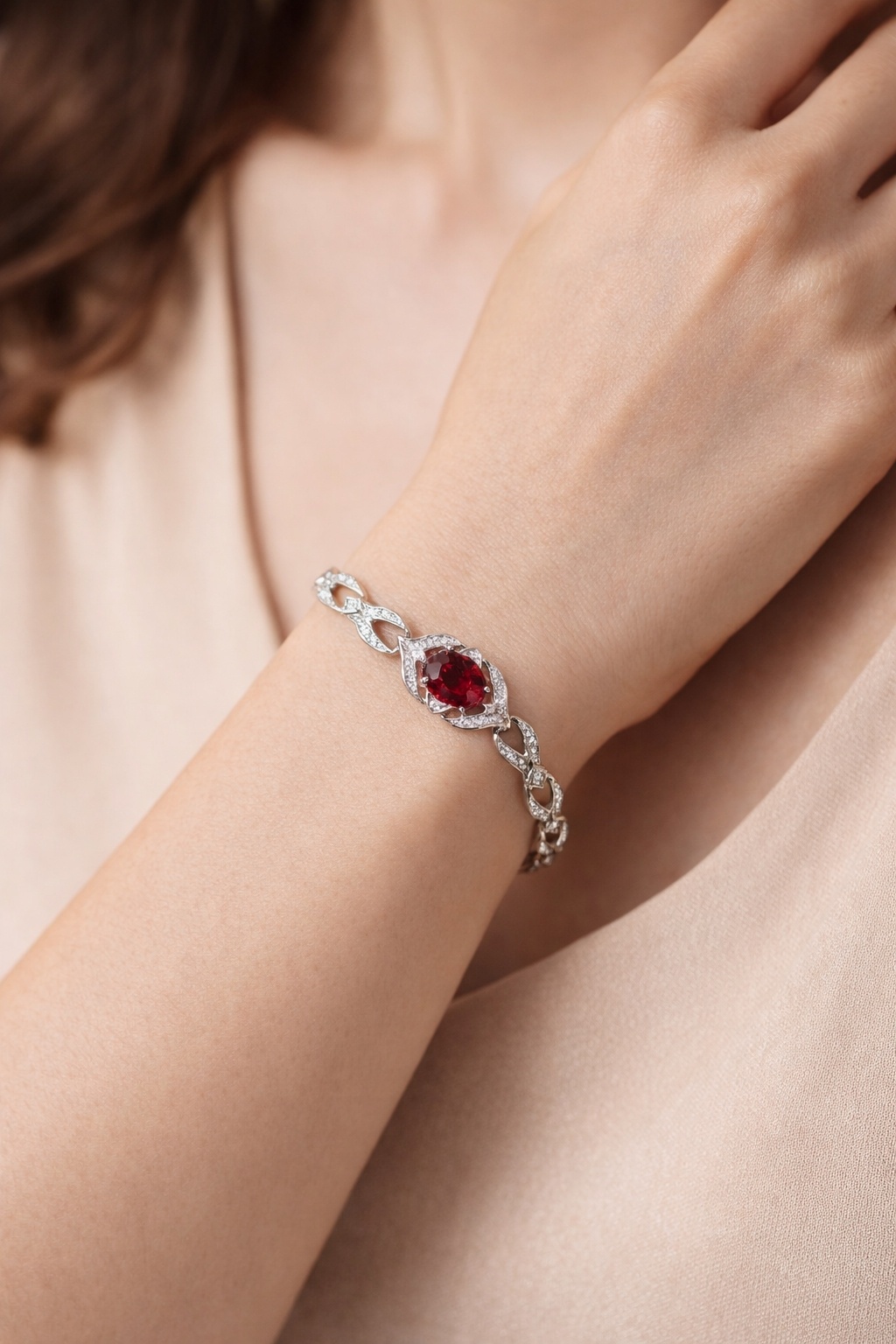 Wholesaler JINLONG BIJOUX - Bracciale con zirconia e rame platato rodiato