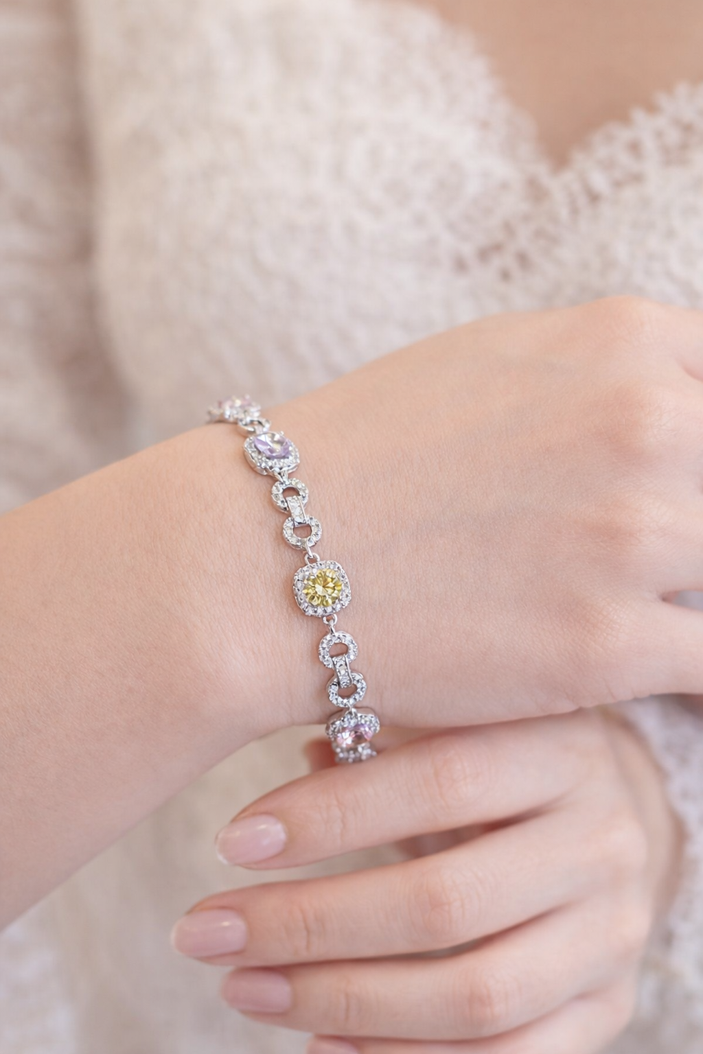 Mayorista JINLONG BIJOUX - Pulsera multicolor con circonitas y rodiato chapado
