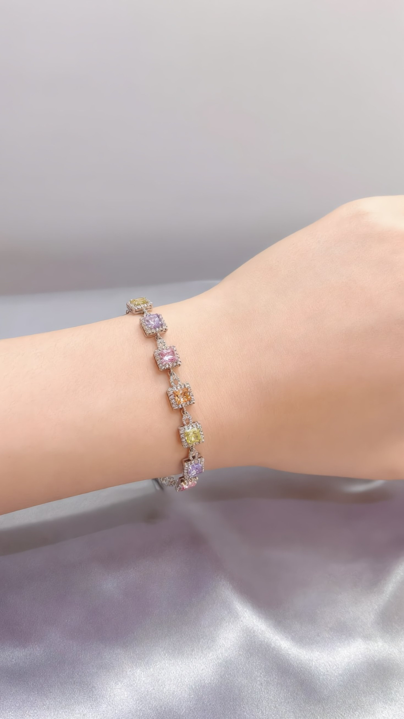 Mayorista JINLONG BIJOUX - Bracciale quadretti con zirconi y rame platato rodiato