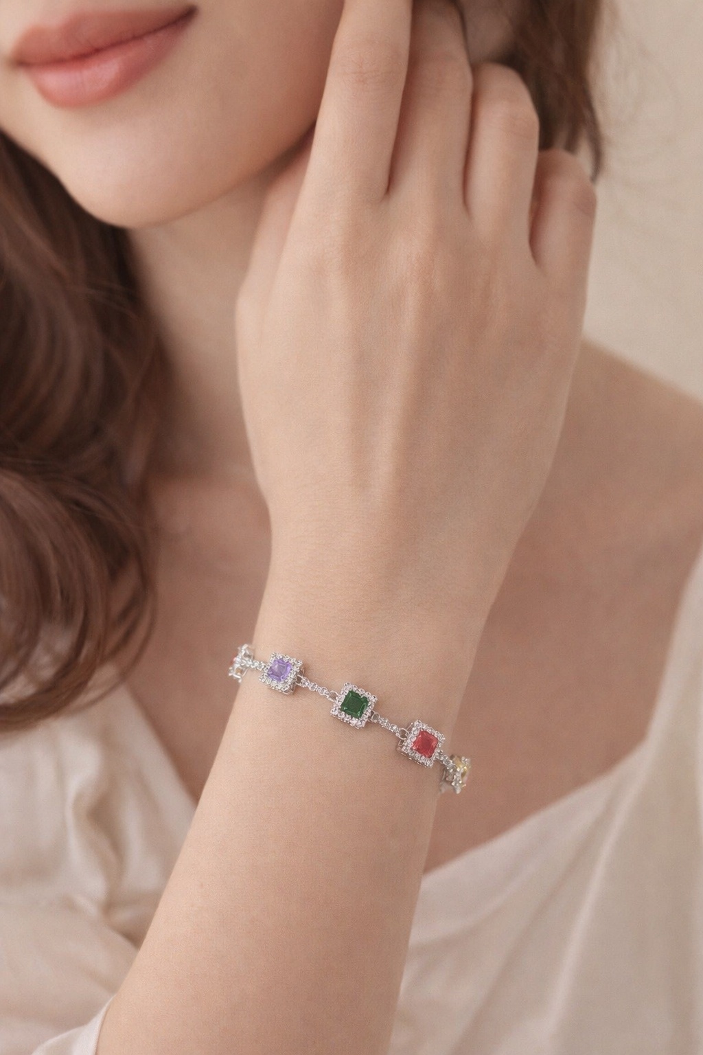 Mayorista JINLONG BIJOUX - Pulsera quadrato con circonitas y remo rodiato