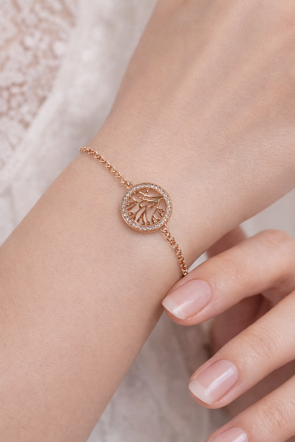 Mayorista JINLONG BIJOUX - Pulsera albero della vita con circonitas y remo