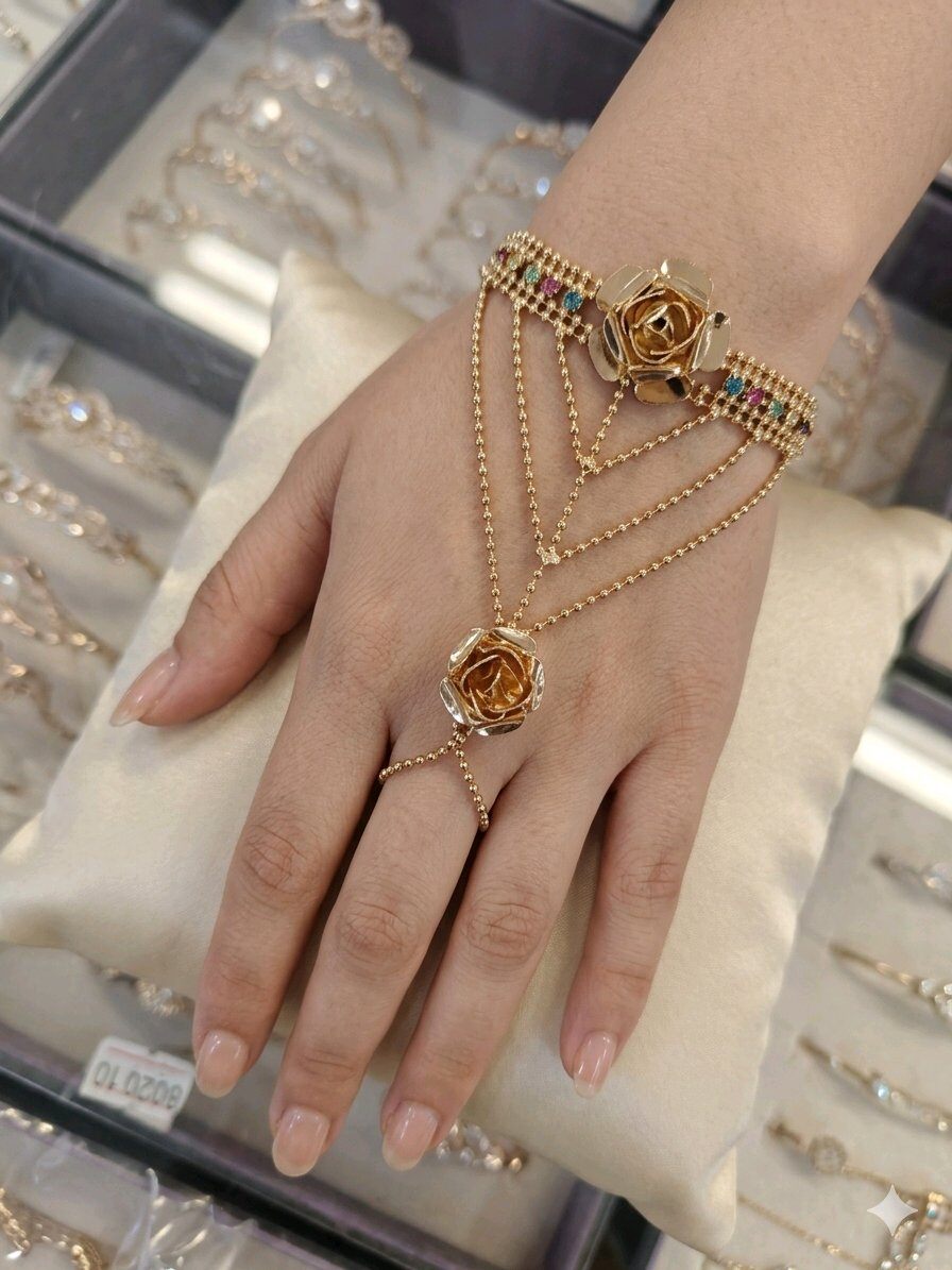 Wholesaler JINLONG BIJOUX - Bracciamano fiori rame con zirconi fashion