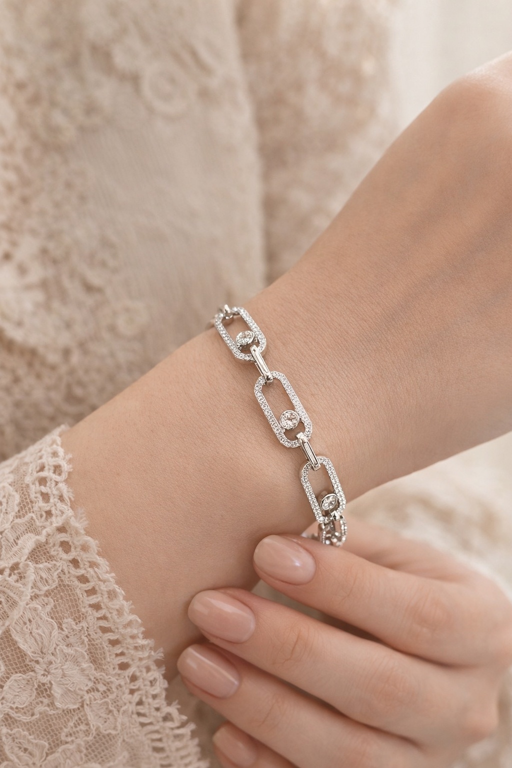 Mayorista JINLONG BIJOUX - Pulsera con circonitas y remo de rodiato