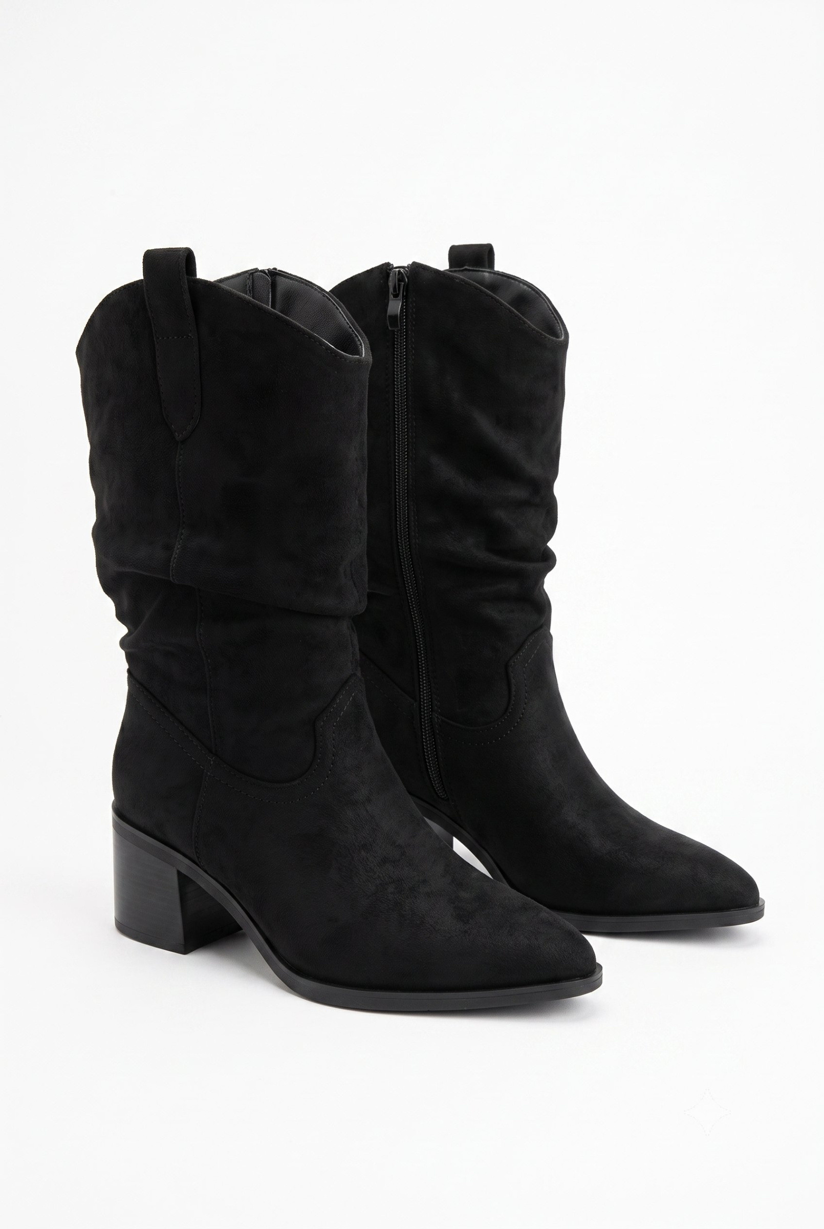 Mayorista JM.DIAMANT - Bota cowboy fruncida con tacón cuadrado