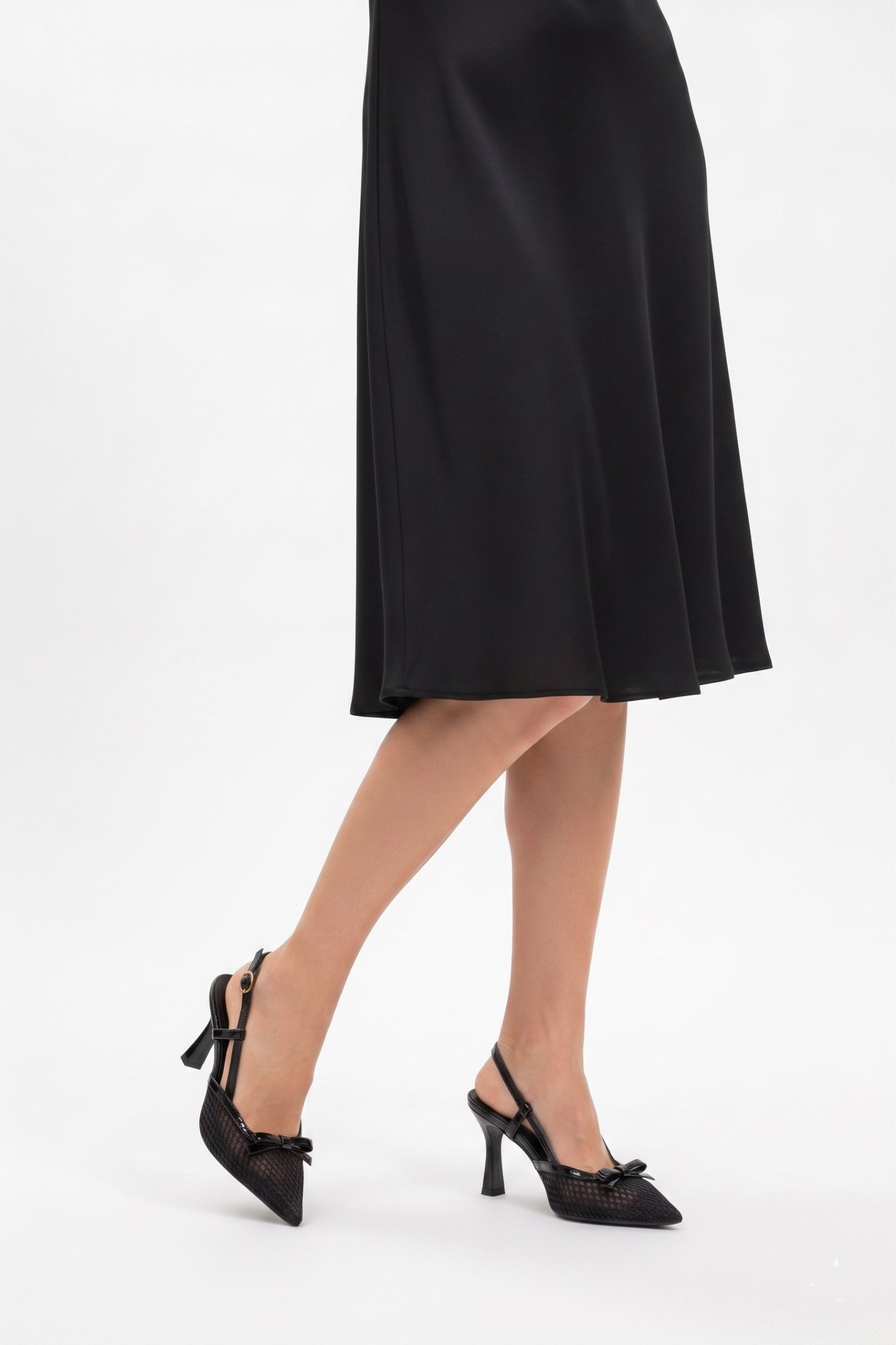 Mayorista JM.DIAMANT - Zapatos de tacón slingback de malla con lazo