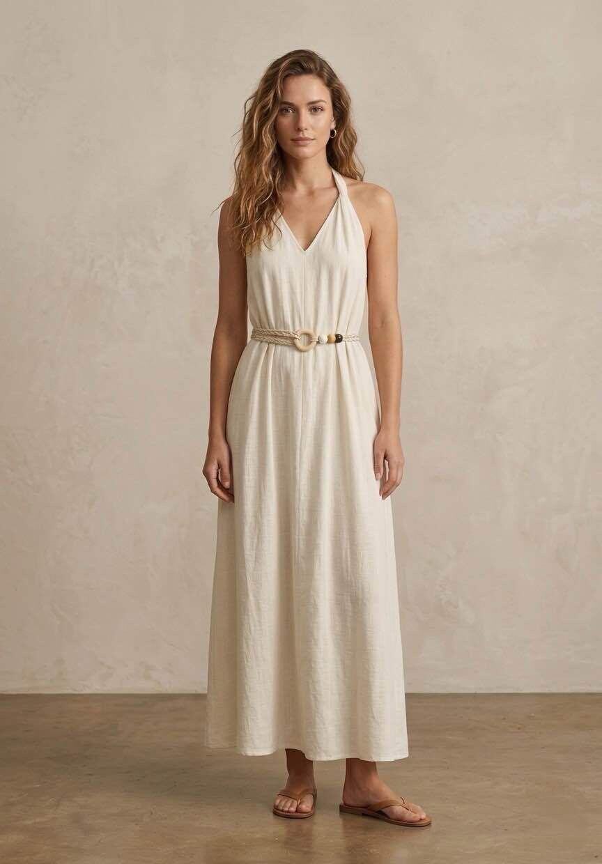 Wholesaler JNJ - Long dress in cotton and linen blend