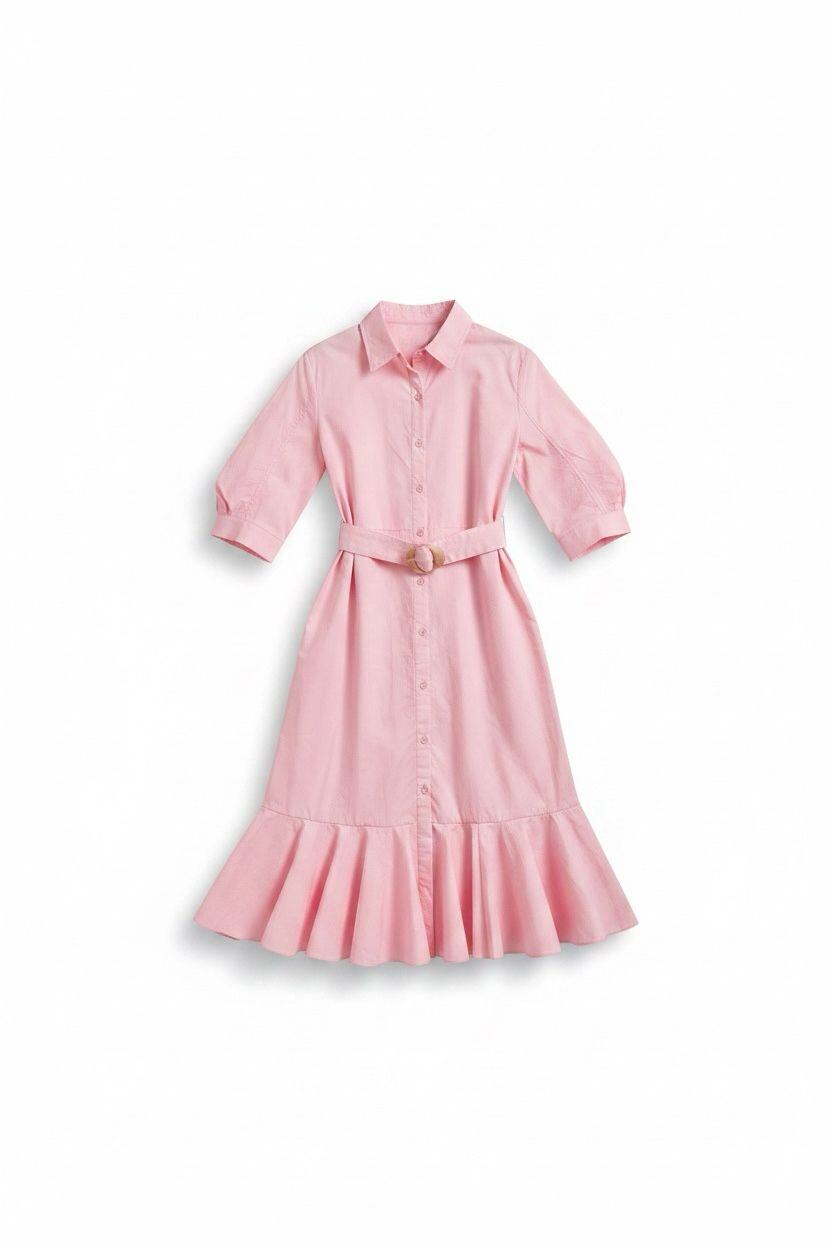 Wholesaler JNJ - Long cotton dress with belt