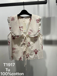 Wholesaler Joelly - Cotton top with embroidered flower and lace