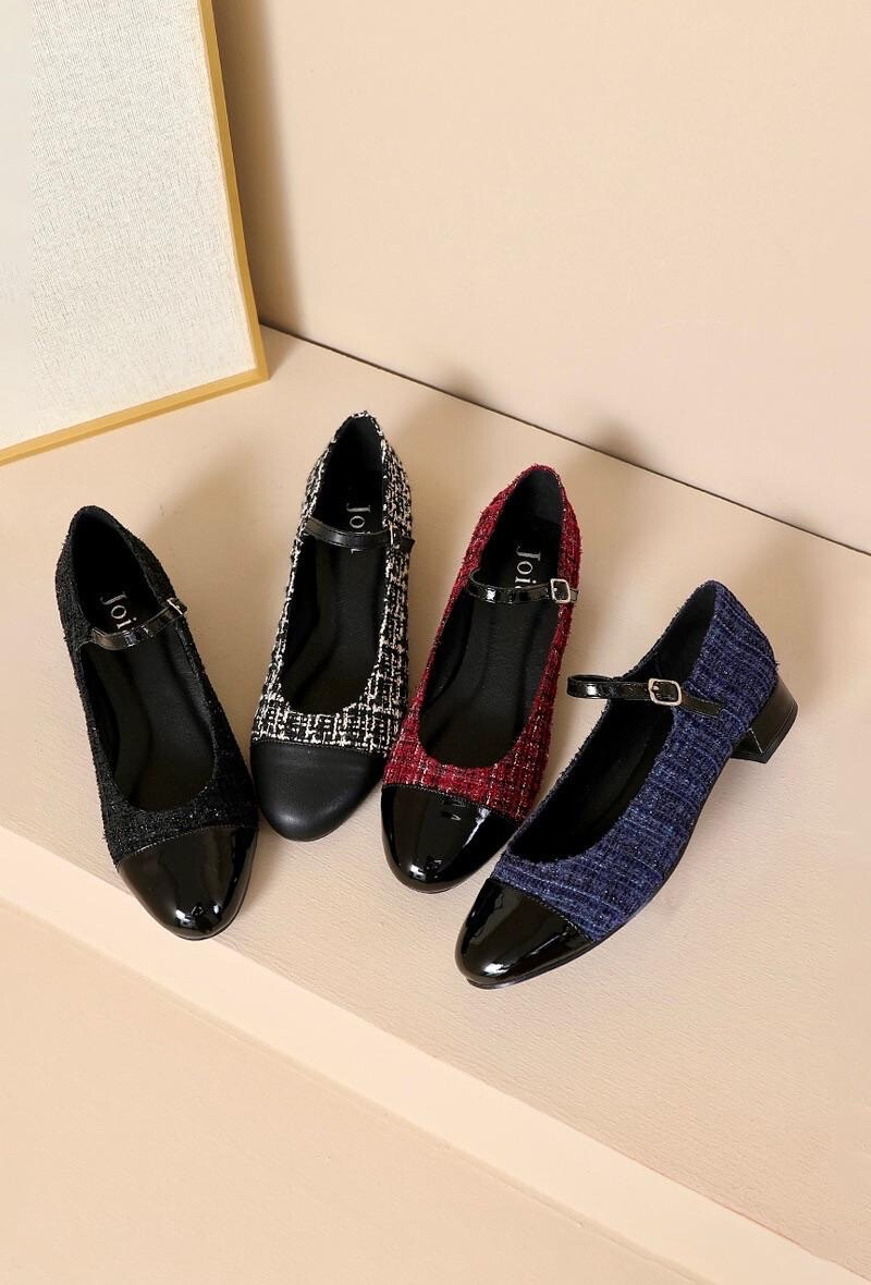 Wholesaler JOIA PARIS - Babies ballerinas in tweed and black toe TY-1