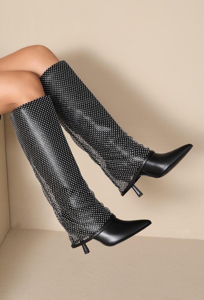 Grossiste JOIA PARIS - BOTTE TALONS MONTANTE A REVERS EN MESH AVEC STRASS HK-1301