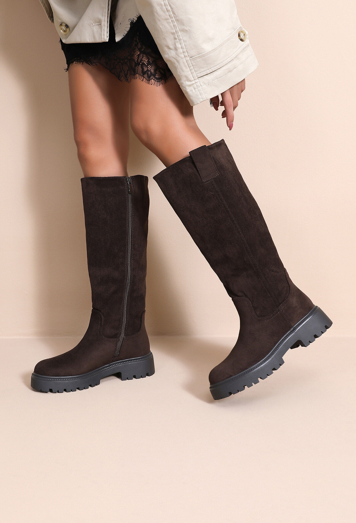 Wholesaler JOIA PARIS - Women's Faux Suede Boots with Lug Sole