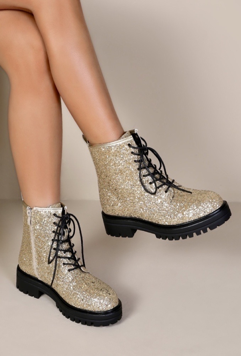 Wholesaler JOIA PARIS - Glittery flat ankle boots with lace YL-6