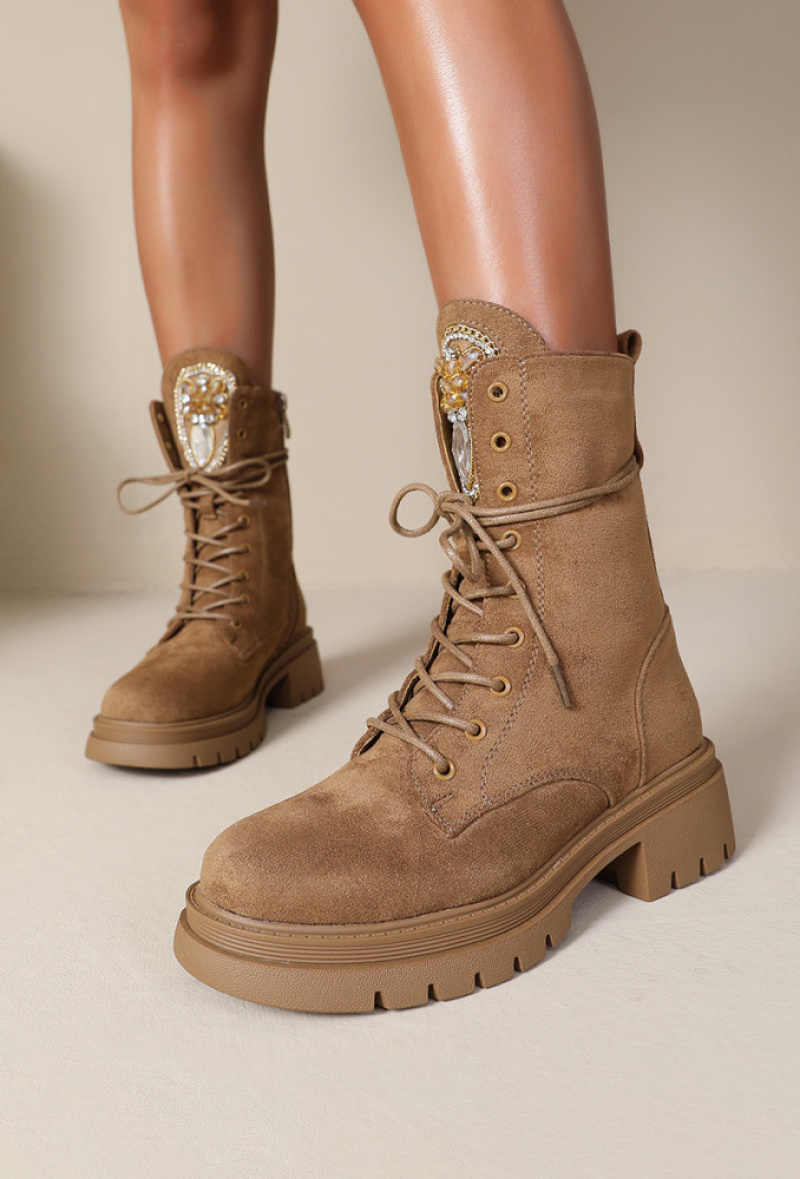 Mayorista JOIA PARIS - Botines con cordones y joya decorativa en la lengüeta WZ-79