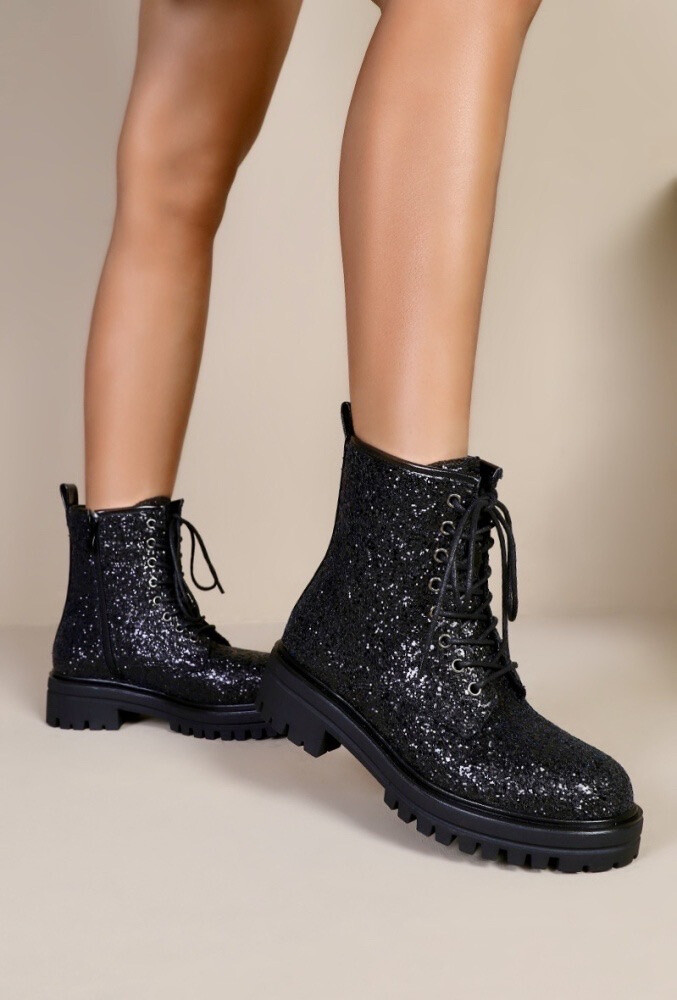 Wholesaler JOIA PARIS - Glittery flat ankle boots with lace YL-6