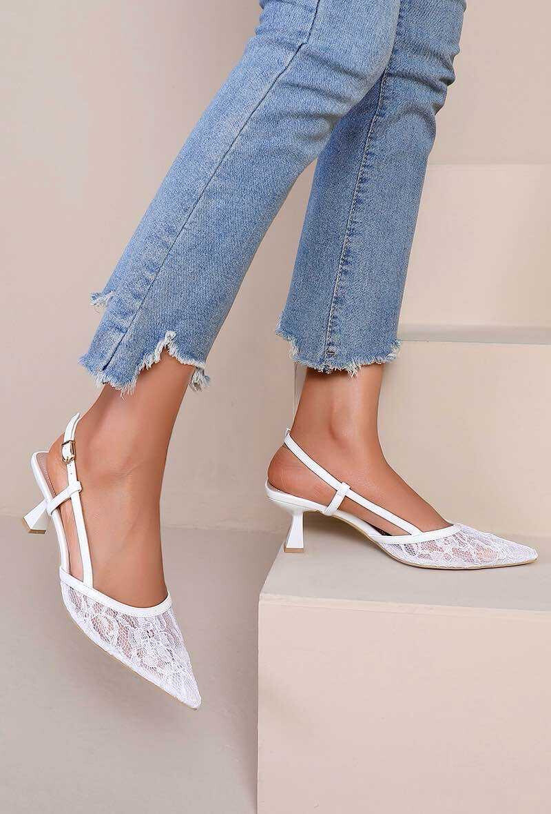 Grossiste JOIA PARIS - Escarpins à talons en dentelles et brides arrière