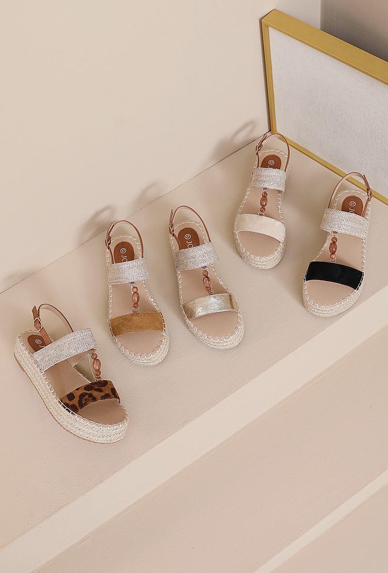 Wholesaler JOIA PARIS - Platform espadrille with contrasting straps and pearls
