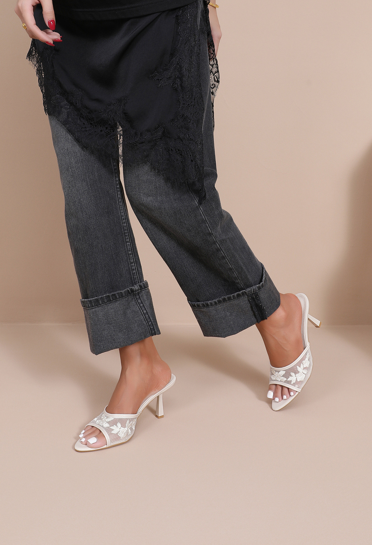 Großhändler JOIA PARIS - Transparente Spitzen-Absatz-Mules