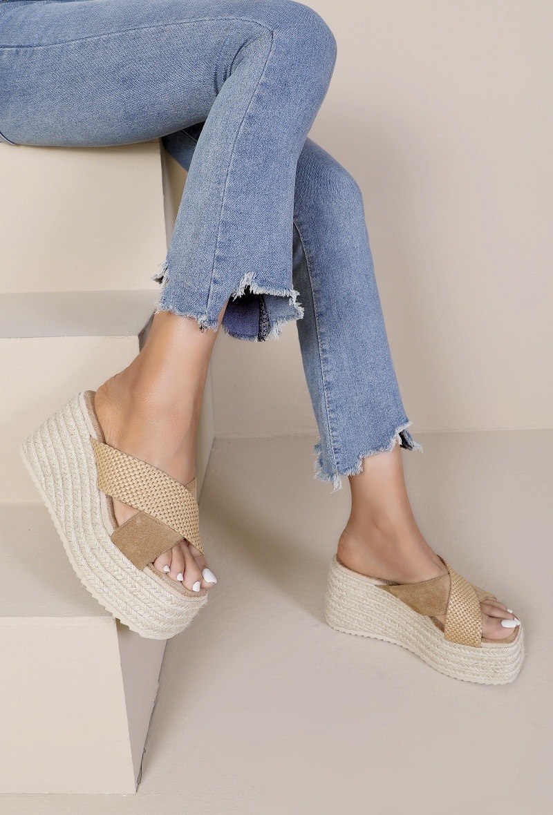 Mayorista JOIA PARIS - Sandalias de cuña tipo alpargata con tiras cruzadas