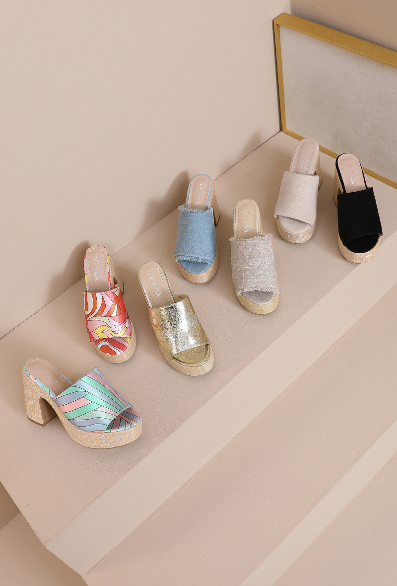 Wholesaler JOIA PARIS - WEDGE PLATFORM STRAW MULES