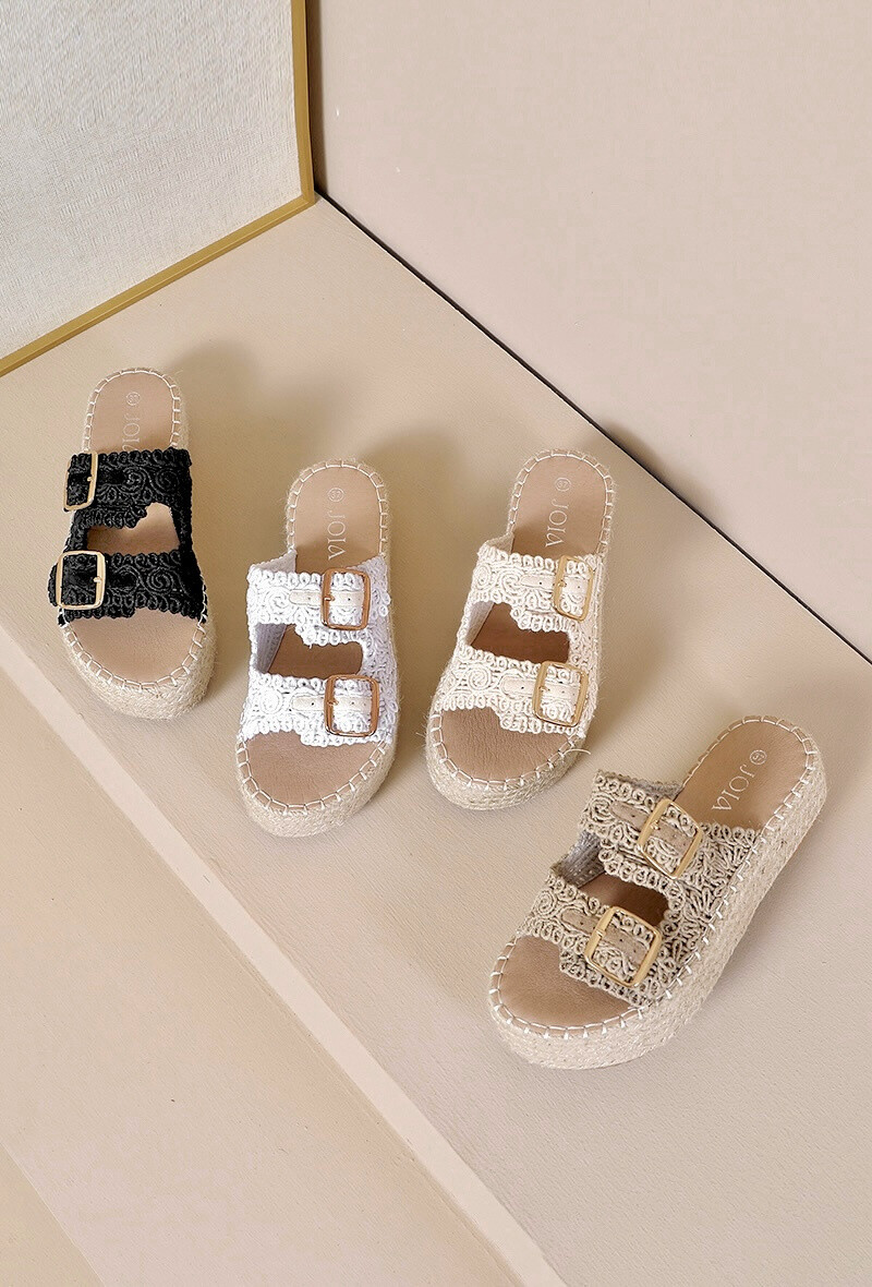 Grossista JOIA PARIS - Mules con plateau in pizzo e doppia fibbia