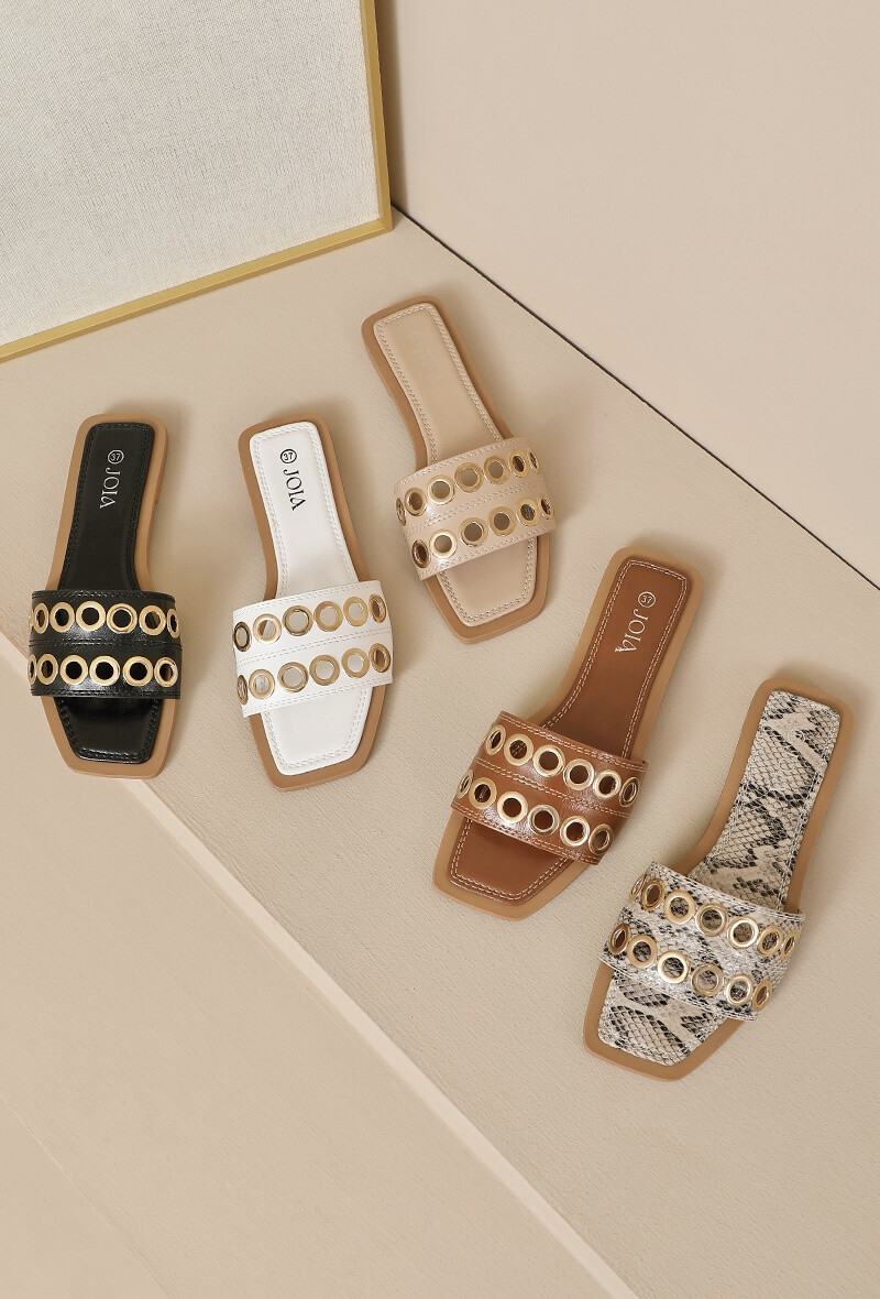 Grossiste JOIA PARIS - Claquette bicolore avec clous tendances