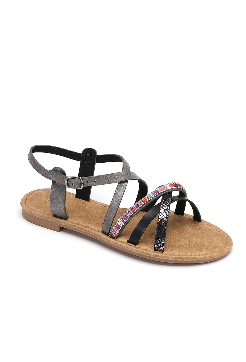 Wholesaler JOIA PARIS - Flat Sandals with Rhinestone Strap