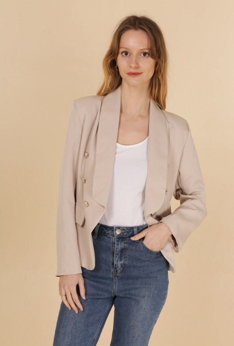 Grossiste JOLIFLY - Veste Blazer en polyester col chale avec 6 bouton