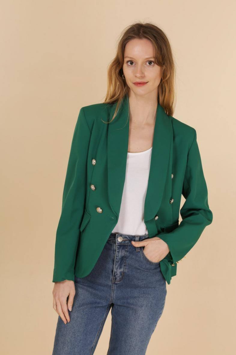 Grossiste JOLIFLY - Veste Blazer en polyester col chale avec 6 bouton