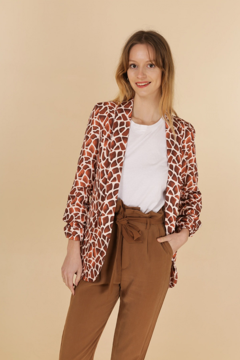 Grossiste JOLIFLY - Veste Blazer à imprimé en polyester mi-long manche 3/4 avec doublure