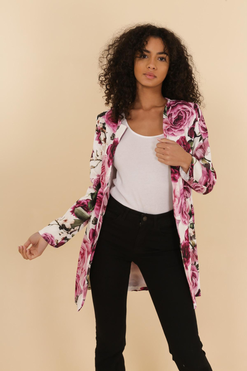 Grossiste JOLIFLY - Veste Blazer à imprimé en polyester mi-long