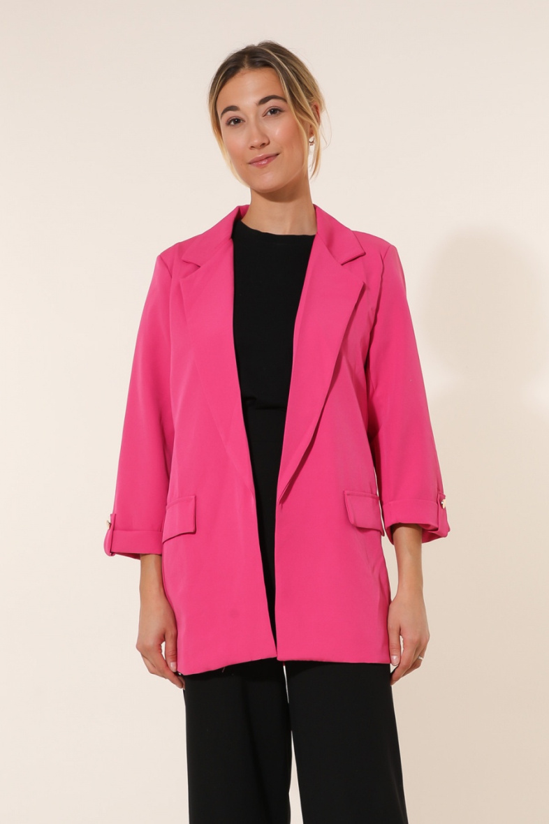 Wholesaler JOLIFLY - Mid-length oversized blazer jacket without buttons, 3/4 sleeves
