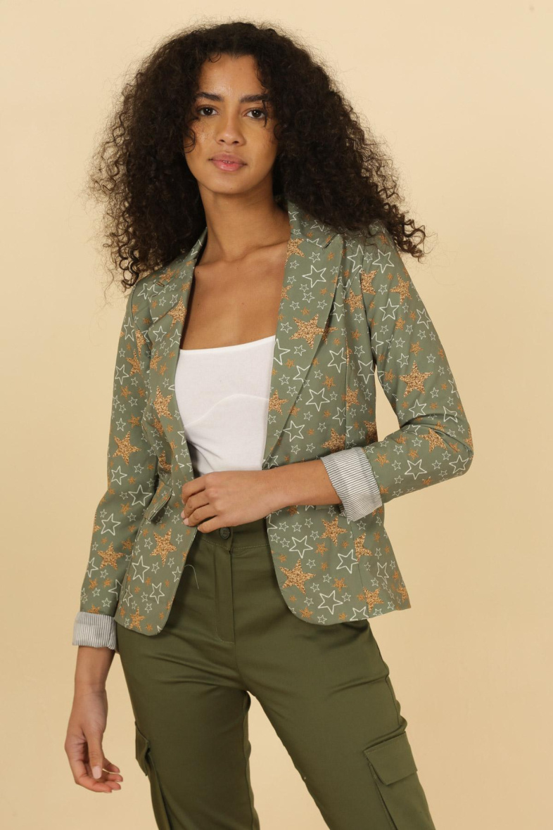 Wholesaler JOLIFLY - Printed blazer jacket with polyester lining and with the stripes setbacks