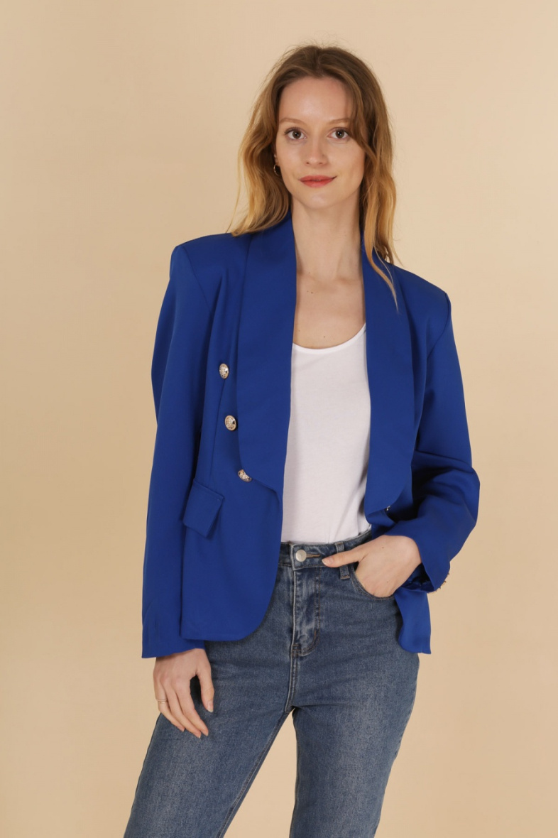 Grossiste JOLIFLY - Veste Blazer en polyester col chale avec 6 bouton