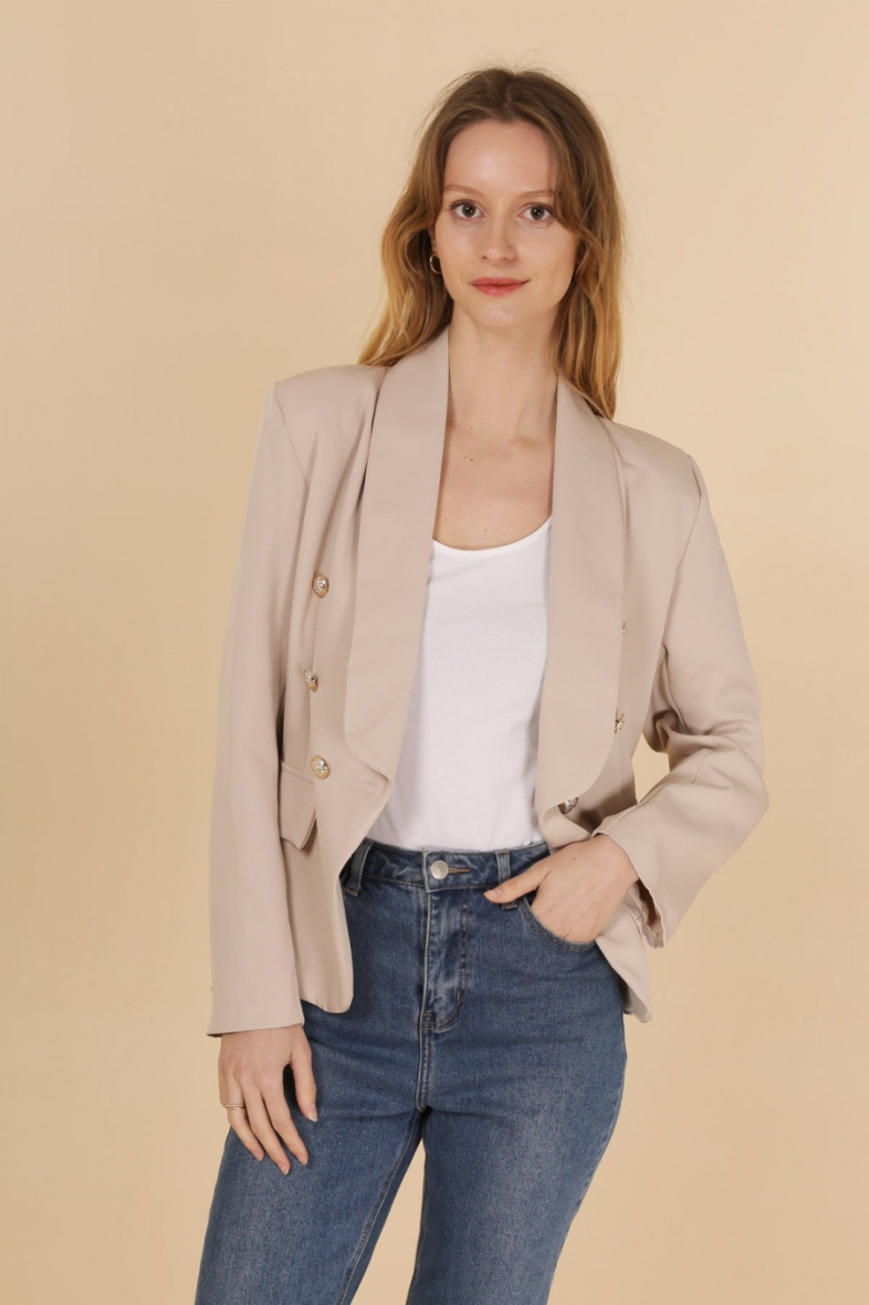 Grossiste JOLIFLY - Veste Blazer en polyester col chale avec 6 bouton